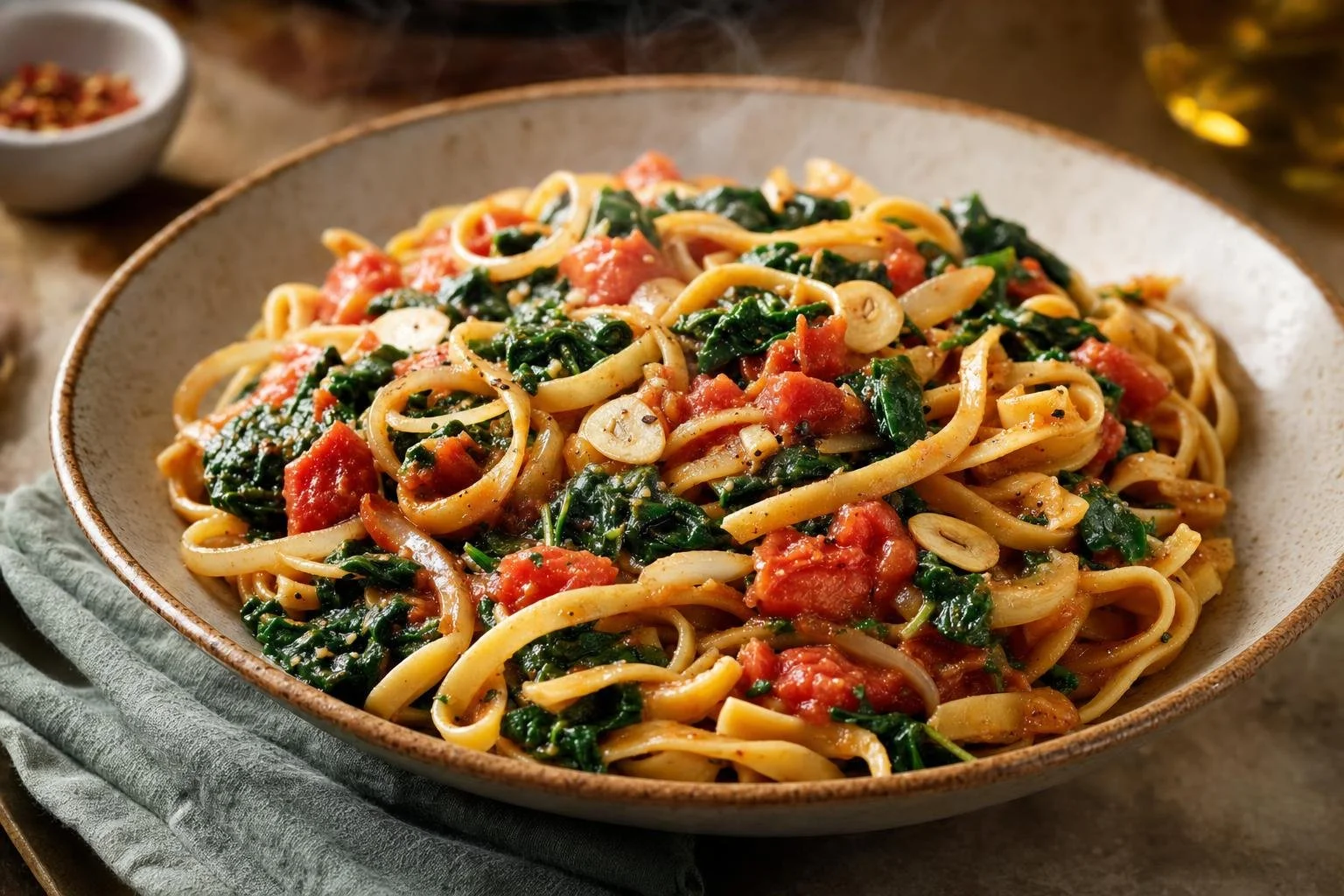 Tomato Spinach One Pot Pasta