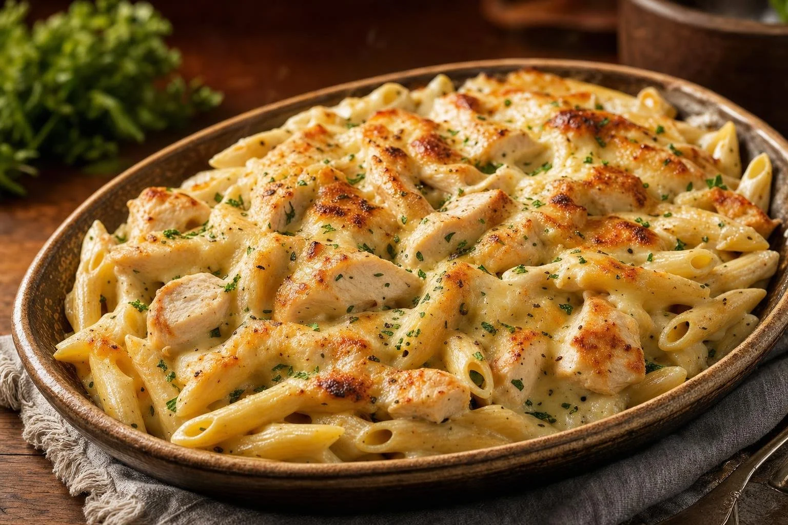 Baked Chicken Alfredo Pasta